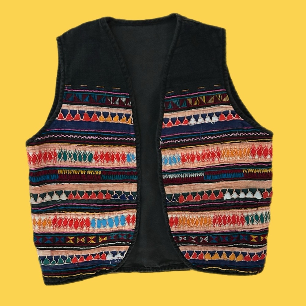 Colorful Mayan Style Woven Knit Vest